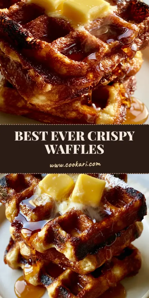 Homemade Waffles Recipe: How to Achieve Crispy Golden Perfection 4 A tall stack of three thick Belgian waffles with deep square pockets, melting butter cubes, and cascading maple syrup on a white plate. (homemade waffles recipe)