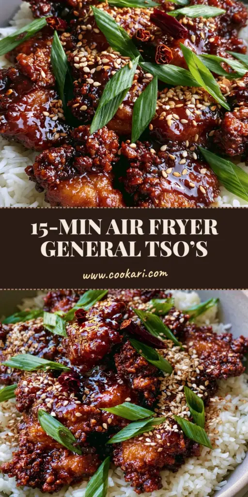 General Tso's Chicken: The Ultimate Shatter-Crisp Takeout Secret 4 A meticulously plated ceramic bowl of General Tso's Chicken with mahogany glaze, toasted sesame seeds, and green onions over fluffy jasmine rice. (General Tso's Chicken)