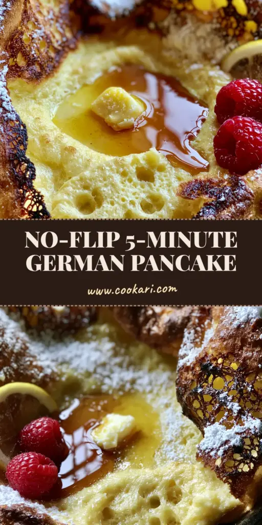 German pancake recipe: The Ultimate Guide to a Tall, Crispy Dutch Baby 4 A massive, pillowy German pancake overflowing from a black cast iron skillet with golden-brown ridges and raspberries. (German pancake recipe)