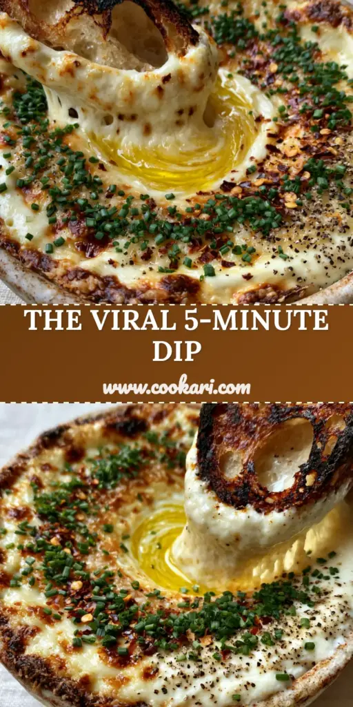 A bubbling hot provolone and cream cheese dip with a charred parmesan crust and a garlic butter center, served with sourdough. (Dip Recipes)
