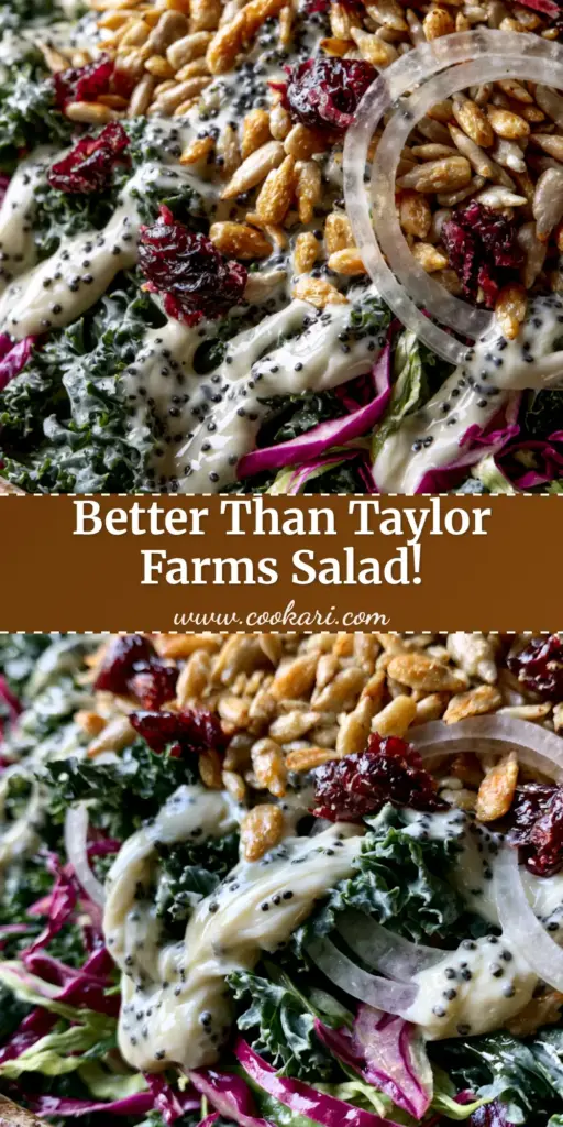 Sunflower Crunch Salad with Creamy White Poppyseed Dressing 4 A towering sunflower crunch salad in a rustic ceramic bowl featuring golden toasted seeds and creamy poppyseed dressing.