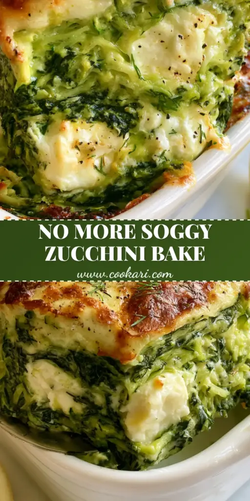 Zucchini Spinach and Feta Casserole with a Crispy Mozzarella Crust 4 A thick, firm slice of Zucchini Spinach and Feta Casserole being lifted from a white ceramic dish, showing layers of green vegetables and a golden-brown mozzarella crust.