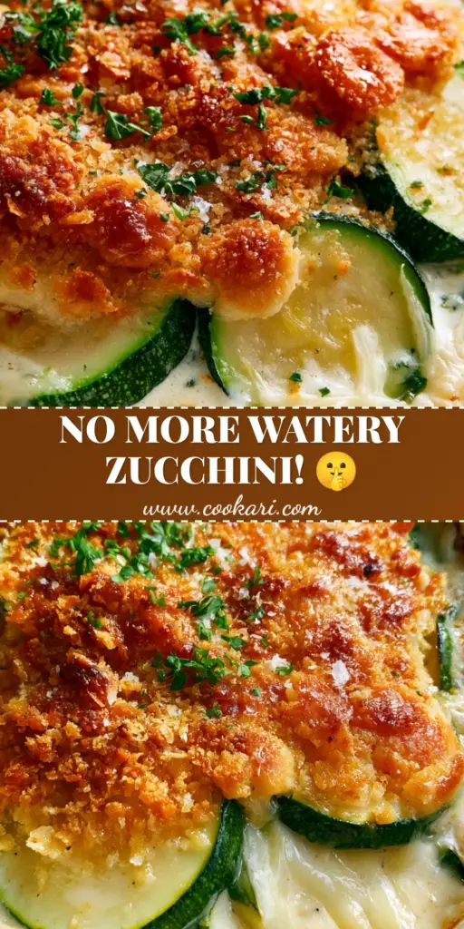 A bubbling zucchini casserole in a white ceramic dish featuring a golden-brown Ritz cracker crust and melted white cheddar. (zucchini casserole)