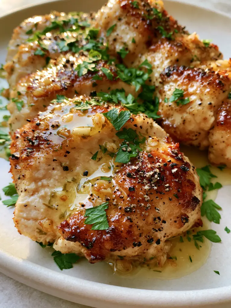 Chicken Breast Dinner Ideas: The Golden Garlic Butter Pan-Seared Masterpiece 2 Thick chicken breast medallions with a golden-brown caramelized crust and glistening moist meat. (chicken breast dinner ideas)