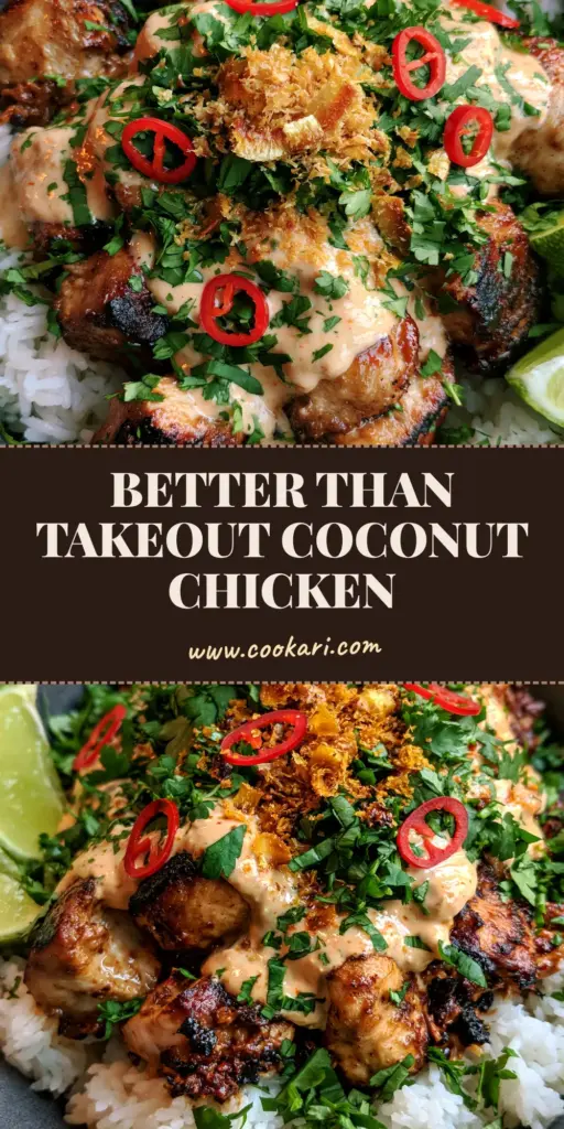 Coconut Chicken Rice Bowl with Charred Chicken and Glossy Sauce 4 A top-down view of a Coconut Chicken Rice Bowl in a charcoal bowl featuring charred chicken cubes, avocado, and lime.