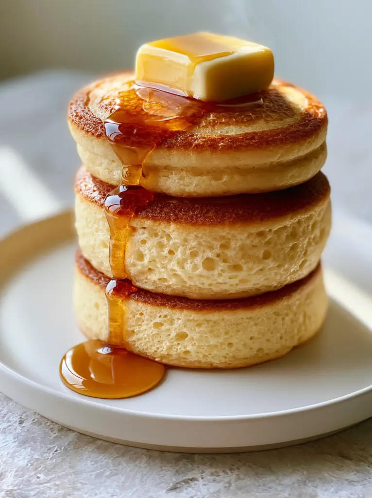 Pancakes Recipe: The Secret to 2-Inch Tall Honeycomb Fluffiness 2 Close up of exceptionally thick pancakes showing a visible honeycomb interior and crispy lacy edges. (pancakes recipe)