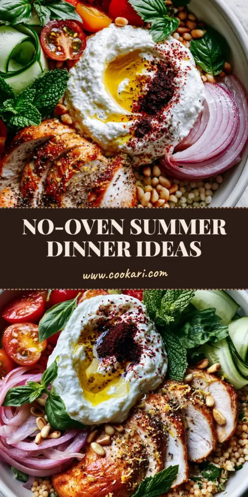 Easy Summer Dinners: Mediterranean Lemon Chicken Bowls with Whipped Feta 4 A vibrant Mediterranean chicken bowl with whipped feta and sumac, perfect for Easy summer dinners.