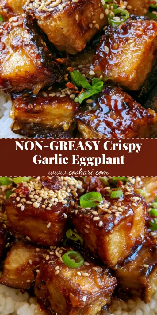 Fried Eggplant with Rice: The Ultimate Crispy Soy-Garlic Bowl 4 A Japanese rice bowl featuring extra crispy Fried Eggplant with Rice, coated in a glossy dark mahogany soy-garlic glaze with sesame seeds and scallions.