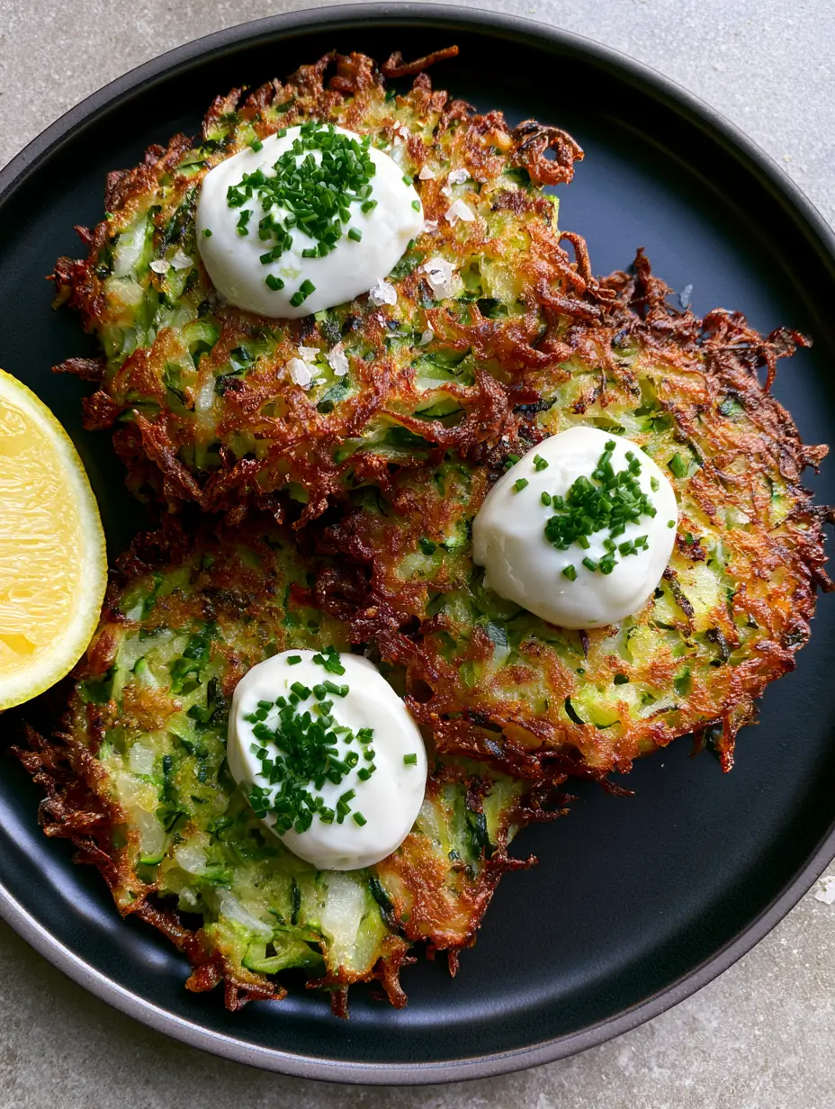 Top-down close-up of crispy zucchini hash browns showing the jagged lacy edges and parmesan crust. (Crispy Zucchini Hash Browns)
