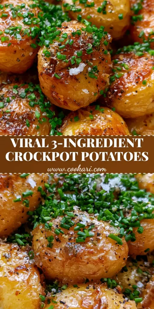 Slow Cooker Lipton Onion Potatoes: The Ultimate Crispy Buttery Side Dish 4 Close-up of Slow Cooker Lipton Onion Potatoes with blistered skins and fresh chives in a cream crockpot.