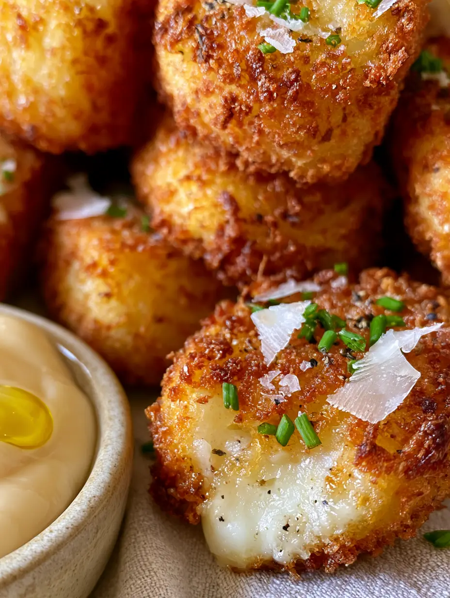 Extreme macro of jagged panko crust with chives and Maldon salt. (crispy bites recipe)
