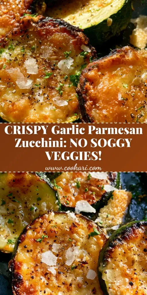 Baked Parmesan Zucchini: The Ultimate Crispy Garlic Roasted Side Dish 3 Overhead shot of Baked Parmesan Zucchini rounds on a dark platter with a bubbly golden cheese crust and fresh parsley.