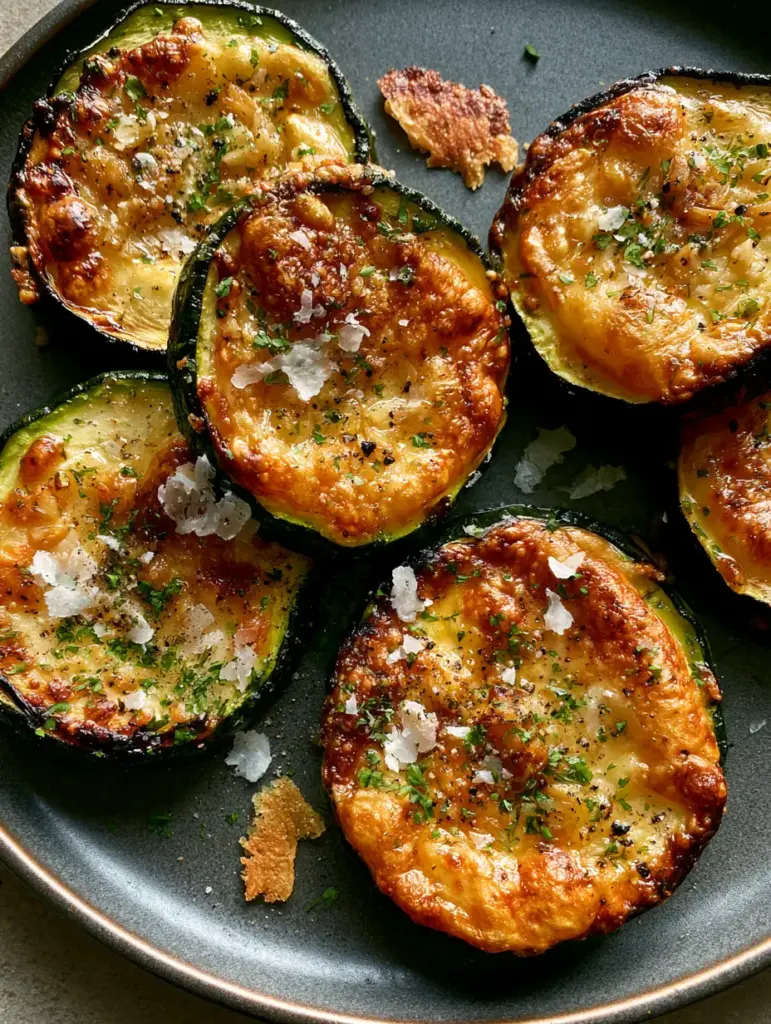 Baked Parmesan Zucchini: The Ultimate Crispy Garlic Roasted Side Dish 2 Extreme close-up of Baked Parmesan Zucchini showing the bubbly melted parmesan crust and charred edges.