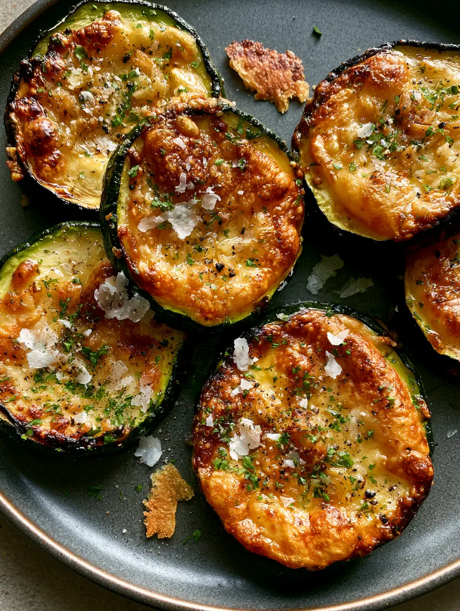 Baked Parmesan Zucchini: The Ultimate Crispy Garlic Roasted Side Dish 4 Extreme close-up of Baked Parmesan Zucchini showing the bubbly melted parmesan crust and charred edges.