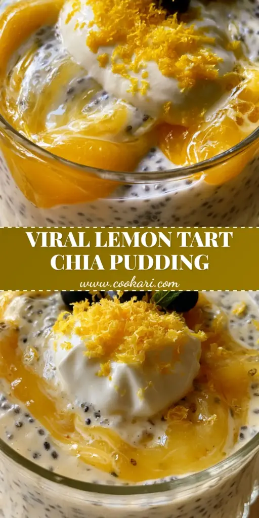 Lemon Cream Chia Pudding: The Ultimate Indulgent & Healthy Breakfast 3 A close-up shot of lemon cream chia pudding in a fluted glass jar with vibrant yellow lemon curd swirls and a white yogurt dollop.