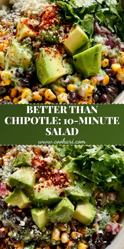 Corn Black Bean Avocado Salad with Fire-Charred Corn and Lime Crema 3 A tall, vertical Pinterest-optimized shot of a corn black bean avocado salad with fire-charred corn, creamy avocado chunks, and cotija cheese in a cream bowl.