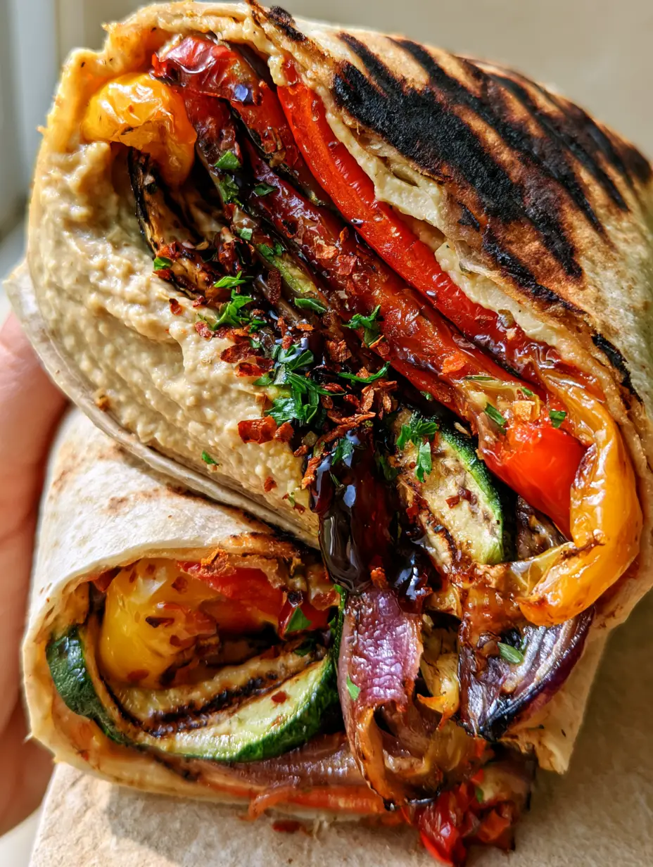 Grilled Veggie Wrap with Hummus and Blistered Balsamic Peppers 4 Macro shot of charred grill marks on a flour tortilla for a grilled veggie wrap. (grilled veggie wrap)