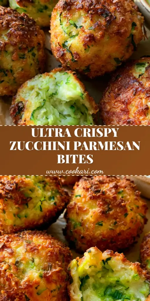 Top-down view of oven-baked zucchini balls with a golden-brown craggy crust on rustic parchment paper next to a bowl of yogurt dip.