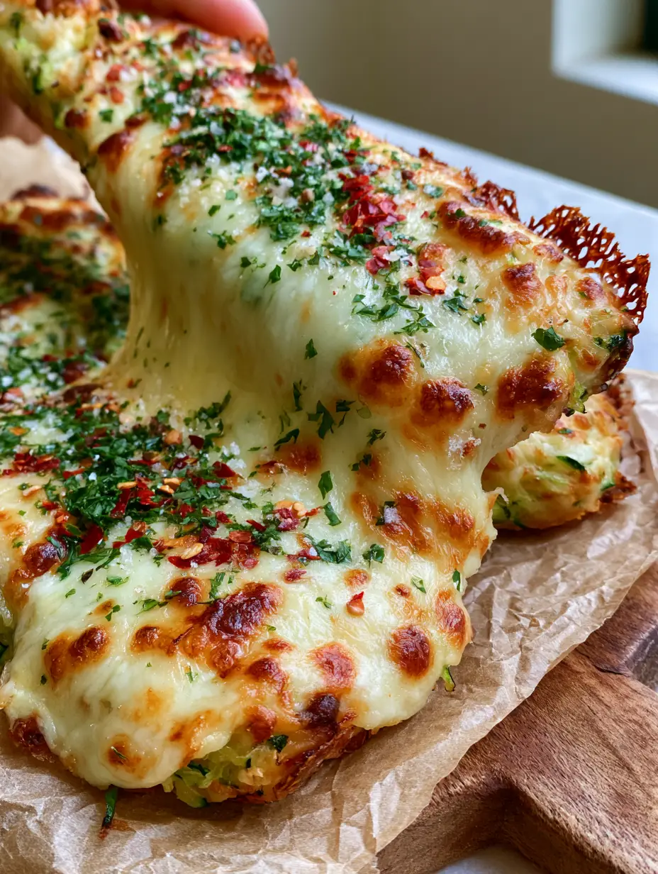 Close-up of golden-brown Zucchini breadsticks with charred mozzarella and fresh parsley garnishes.