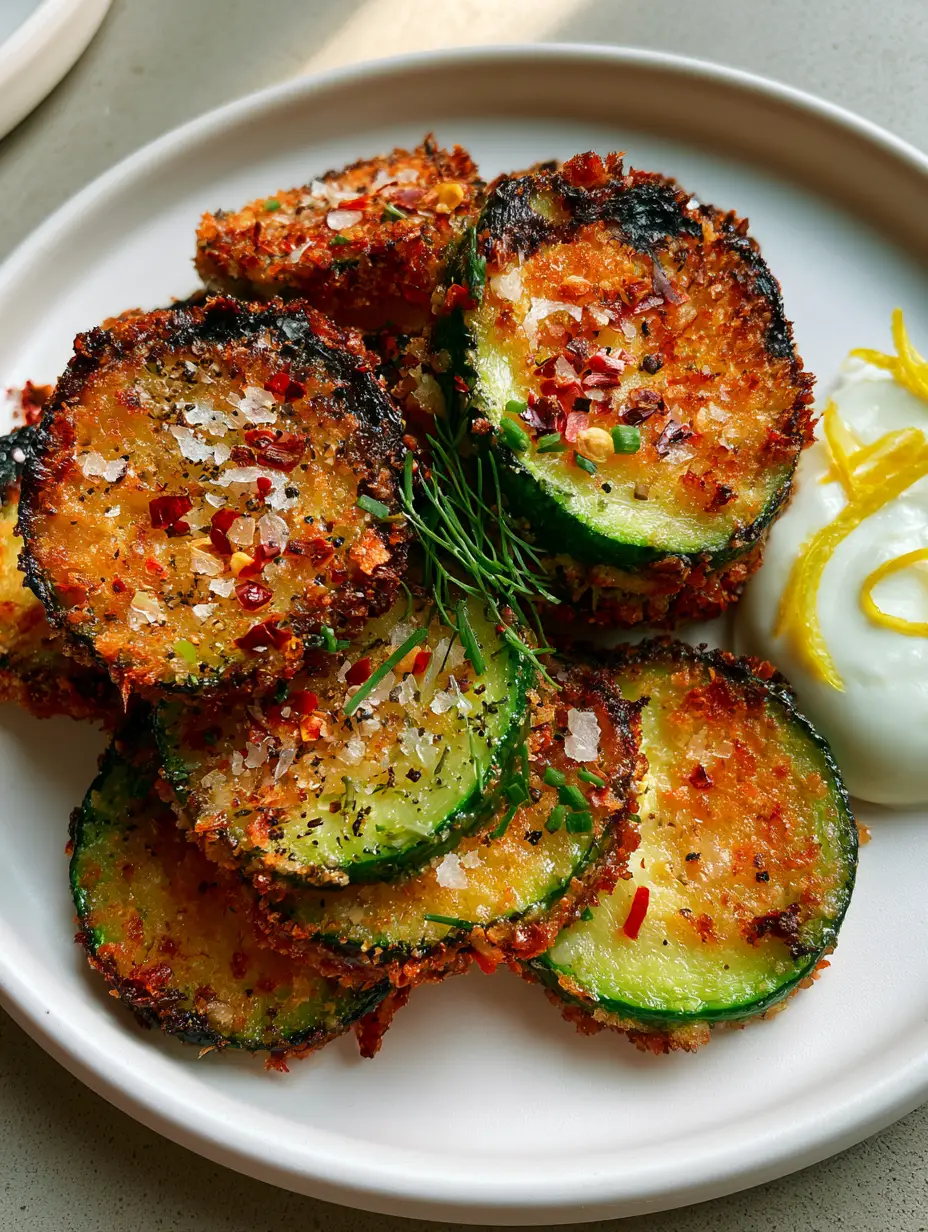 Fresh Zucchini Recipes: Crispy Parmesan Panko Medallions with Lemon Yogurt Dip 4 Top-down view of pan-seared zucchini medallions with emerald green centers and toasted parmesan crust. (fresh zucchini recipes)