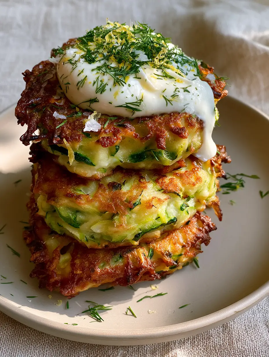 Close-up of golden-brown Zucchini fritters showing craggy, deep-fried edges and visible green zucchini shreds.