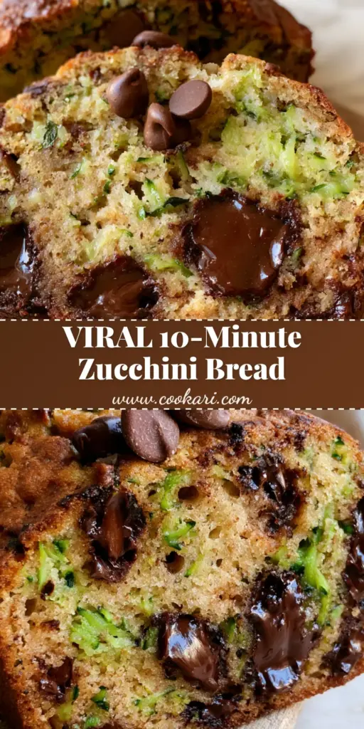 A tall, vertical shot of a moist gluten free zucchini bread loaf featuring melted dark chocolate chips and a golden-brown crust.