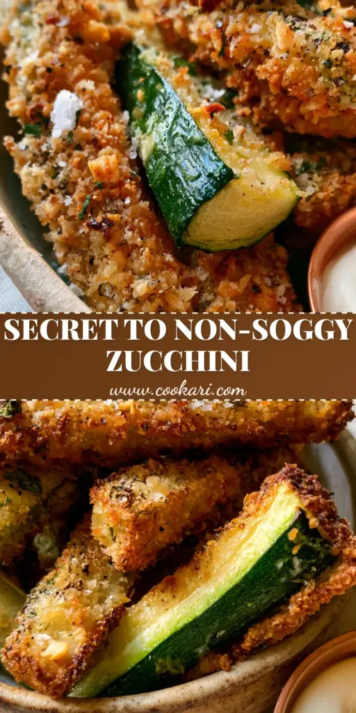 A vertical shot of crispy Parmesan zucchini fries with a golden crust and a ramekin of aioli. (Parmesan zucchini)